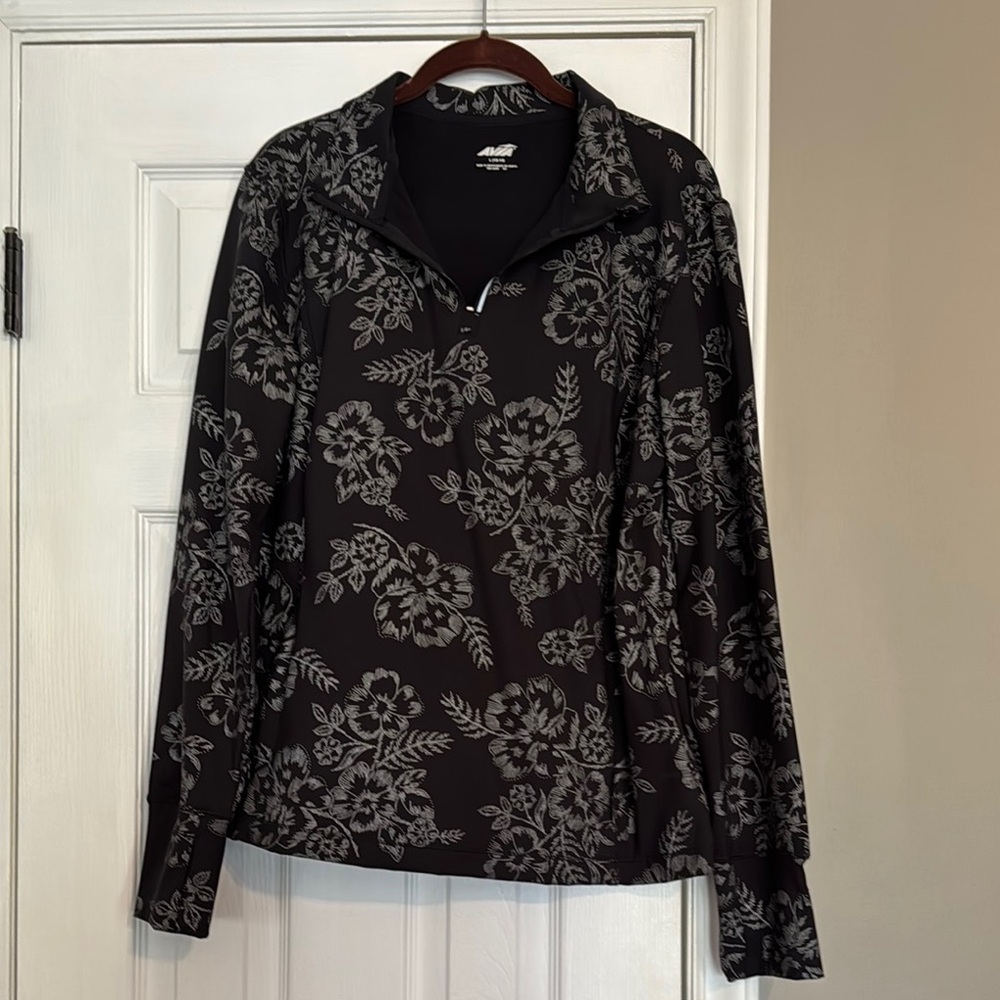 EUC Black Floral Quarter-Zip Pullover
